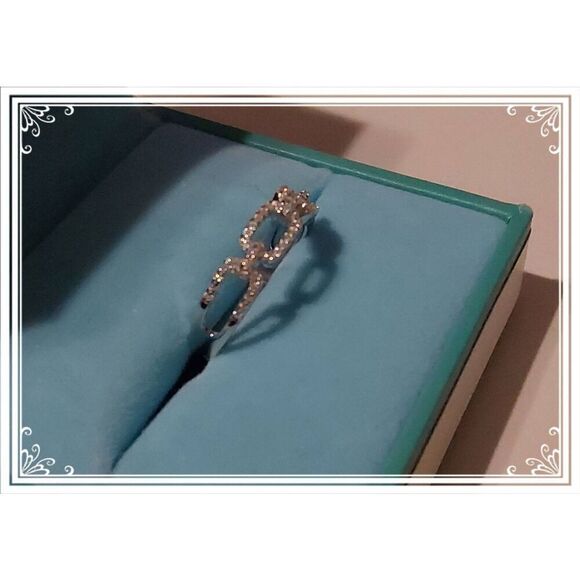 CERTIFIED Genuine Moissanite Diamond Chain Link Design Band Ring Sz 8~SALE~ - Picture 5 of 8